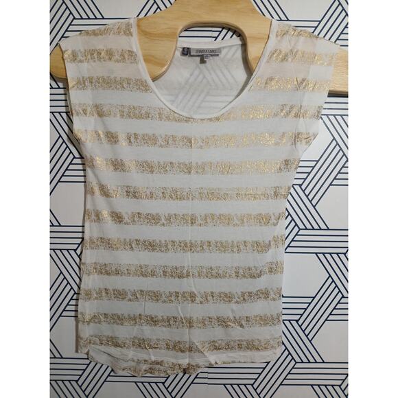 Jennifer Lopez Striped Tee Size Medium - Picture 1 of 3